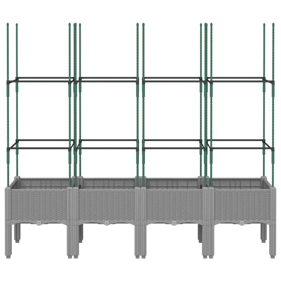 vidaXL Donica ogrodowa z kratką, jasnoszara, 160x40x142,5 cm, PP