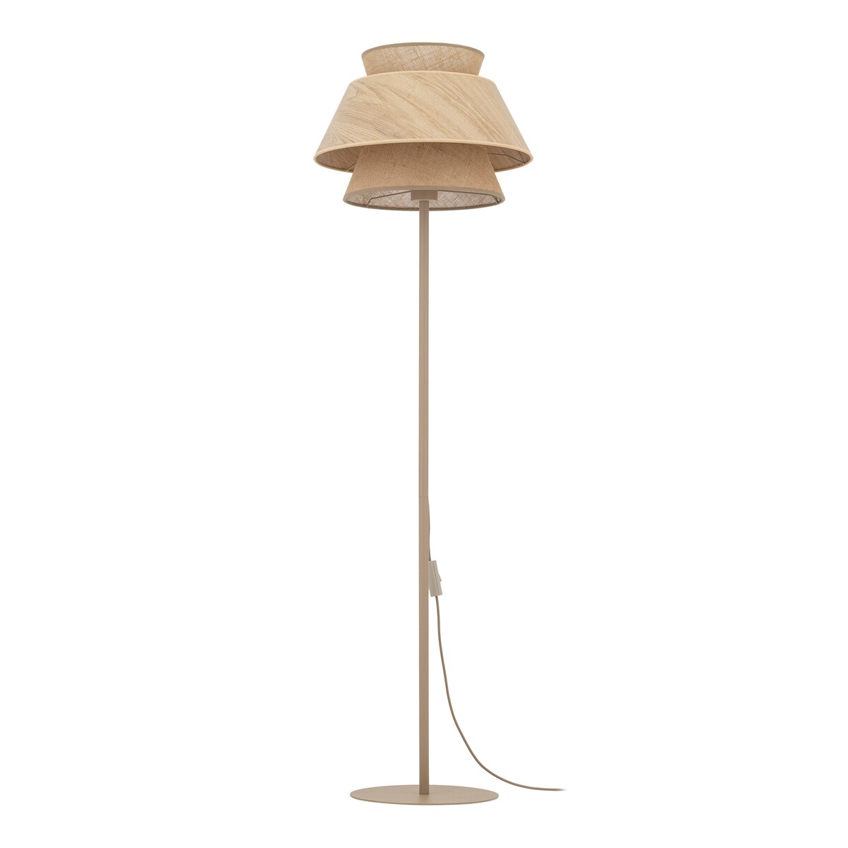 Lampa Stojąca Tk Lighting Kalum Len Fornir 1Xe27 Skandynawski, Boho, Japandi