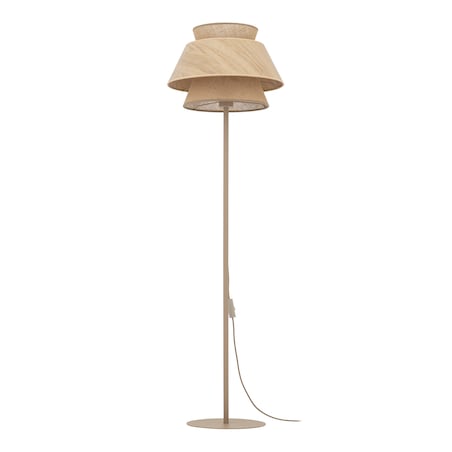 Lampa Stojąca Tk Lighting Kalum Len Fornir 1Xe27 Skandynawski, Boho, Japandi