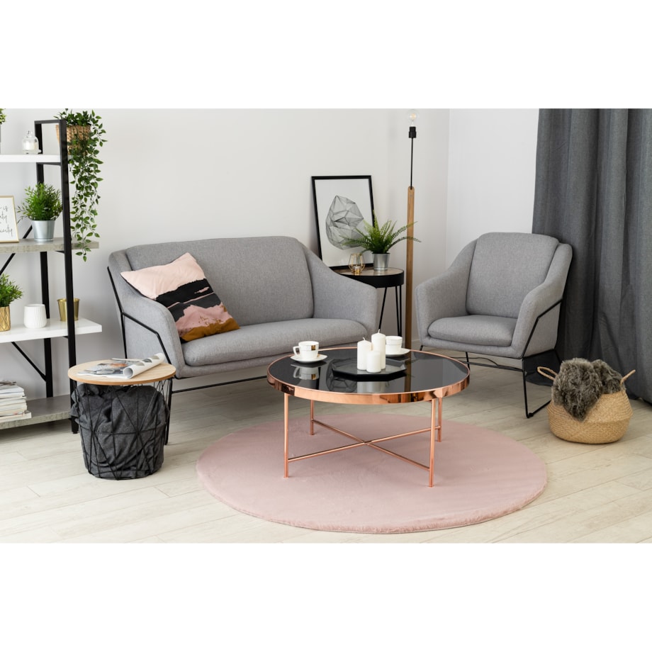 Dywan BUNNY koło róż IMITACJA FUTRA koło 80 cm