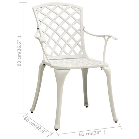 vidaXL Krzesła ogrodowe 2 szt., odlewane aluminium, białe