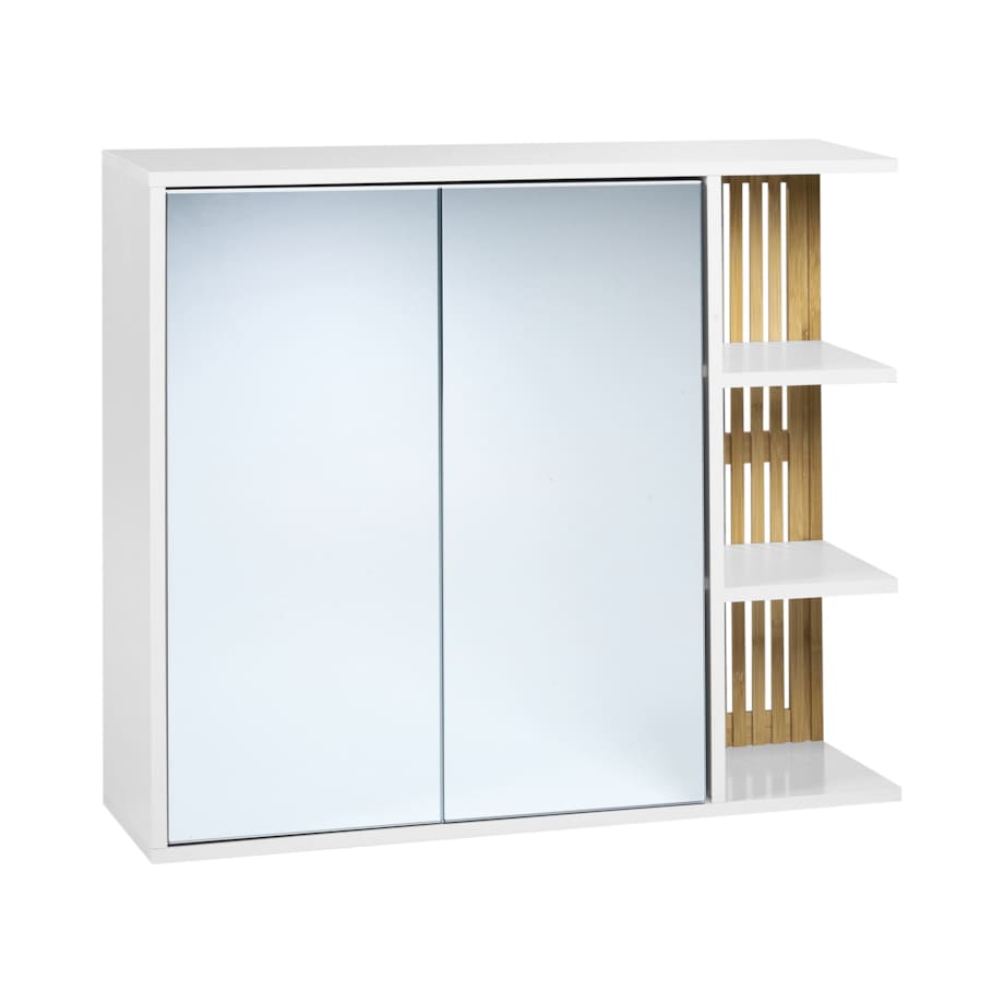 Szafka łazienkowa wisząca z lustrem 70 x 80 cm jasne drewno z białym NUBES