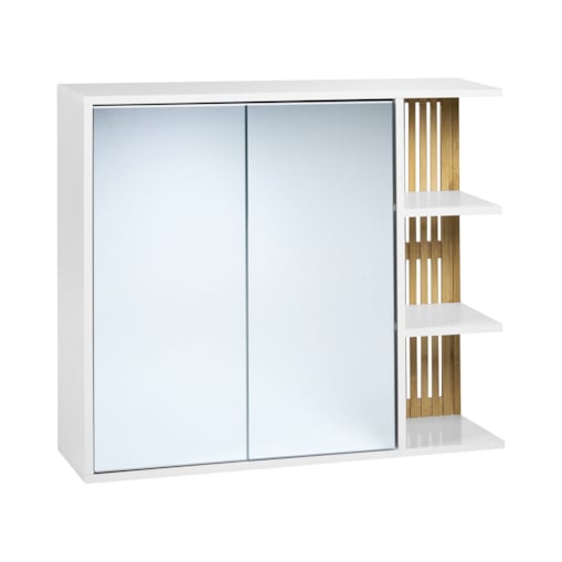 Szafka łazienkowa wisząca z lustrem 70 x 80 cm jasne drewno z białym NUBES