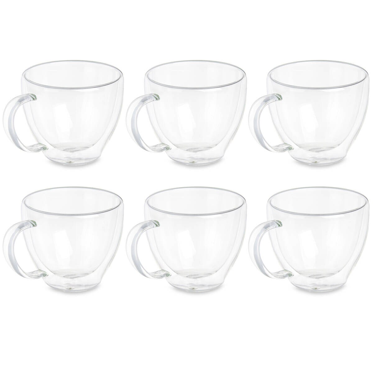 Zestaw szklanek termicznych do kawy lub herbaty, podwójne ścianki, 6 filiżanek, 140 ml