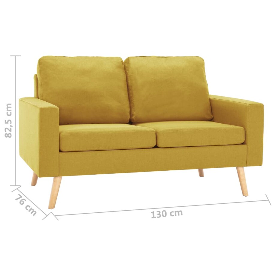 vidaXL 2-osobowa sofa, żółta, tapicerowana tkaniną
