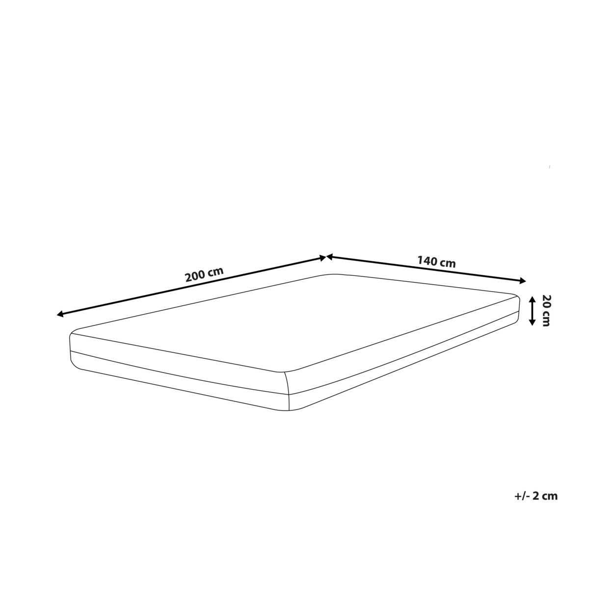 Materac memory foam zdejmowany pokrowiec 140 x 200 cm GLEE