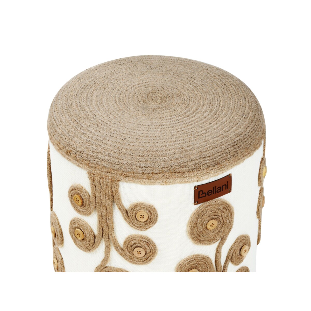 Puf z juty 40 cm biały z beżowym DIMAN
