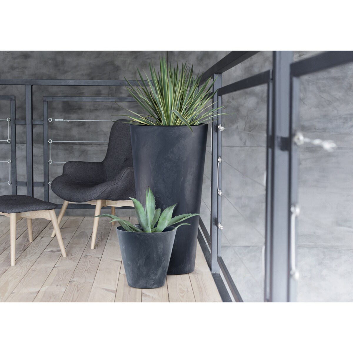 3X Doniczka Donica Ogrodowa Ogrodowe Beton Efekt Plastikowa Polska 28-47 Cm