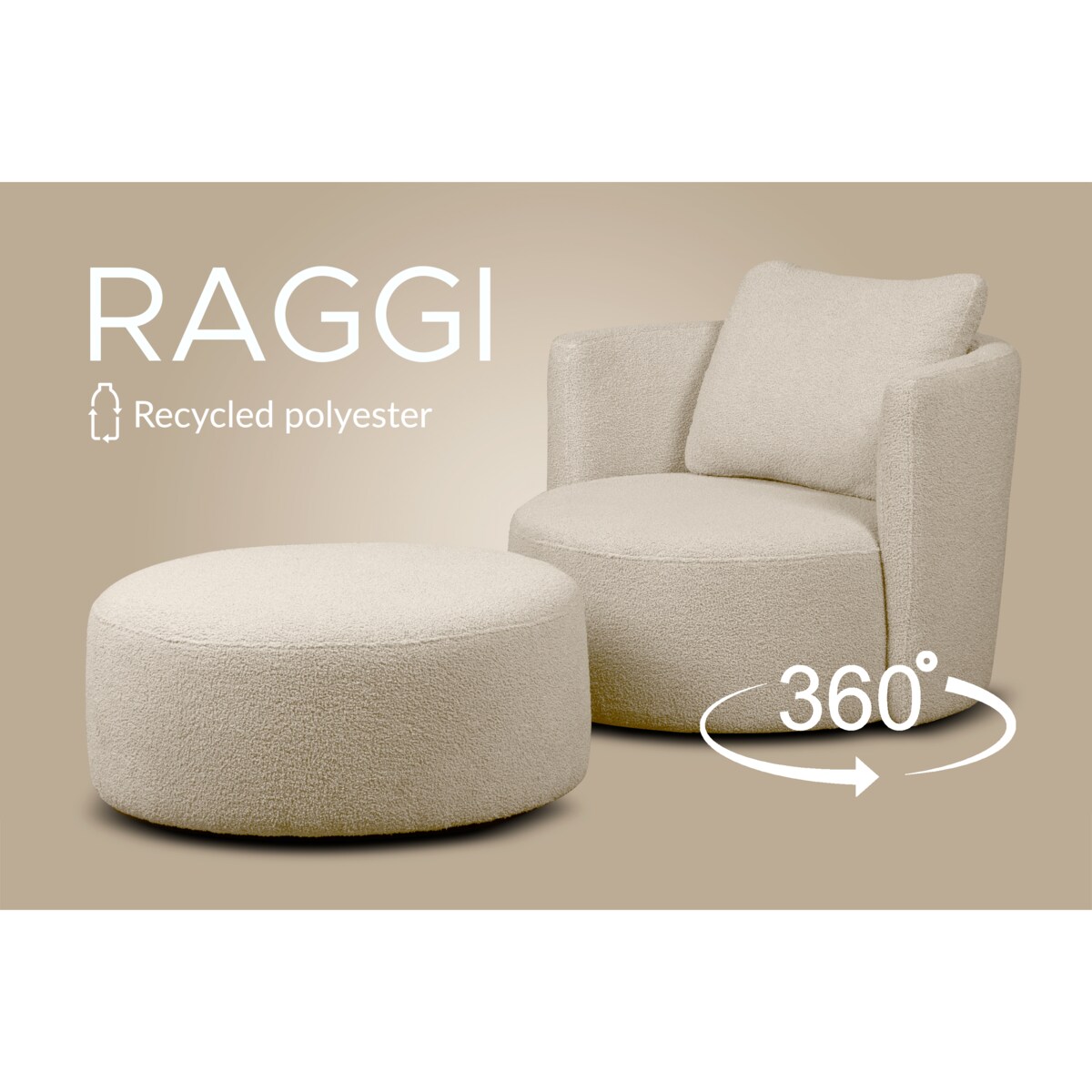 KONSIMO RAGGI Puf baranek jasnobeżowy baranek