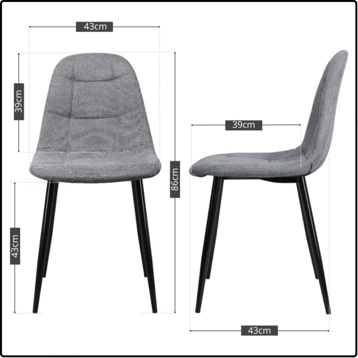 Krzesło tapicerowane pikowane szare z tkaniny wygodne nowoczesne do kuchni