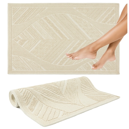 Dywanik łazienkowy Lino 60x90 cm bawełniany boho beżowy