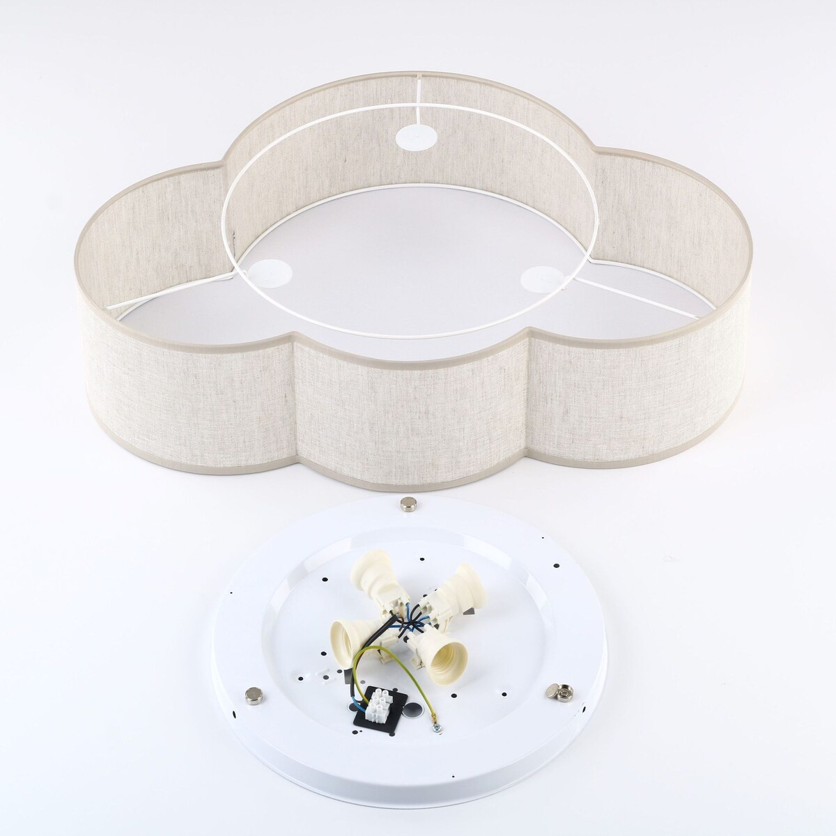 Lampa sufitowa TK Lighting CLOUD LINEN 4336, 4xE27, biel/len, nowoczesna do salonu i sypialni