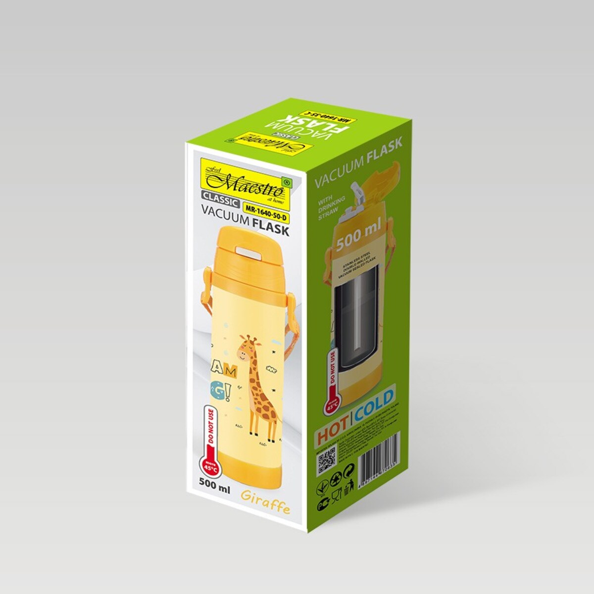 Kubek termiczny dla dzieci dziecka ze słomką 500ml żyrafa MAESTRO MR-1640-50-D