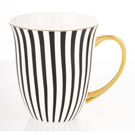 Kubek porcelanowy11,5x13x10 cm w pudełku 450 ml TASSA - w czarno-białe paski