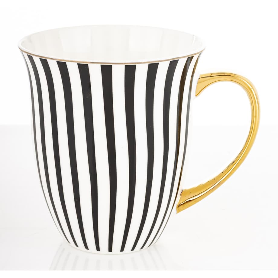 Kubek porcelanowy11,5x13x10 cm w pudełku 450 ml TASSA - w czarno-białe paski