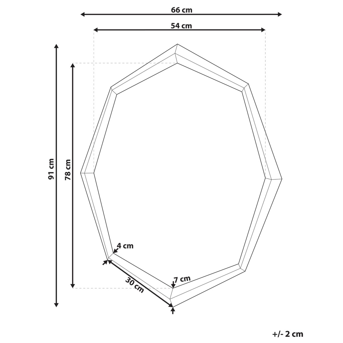 Ośmiokątne lustro ścienne 91 x 66 cm srebrne OENO