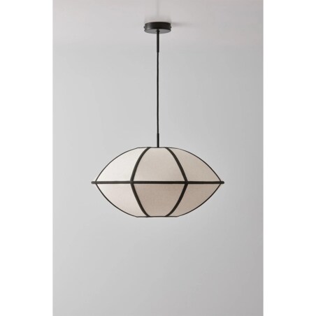 Lampa sufitowa lniana Patraix kremowo-czarna Ø50 cm