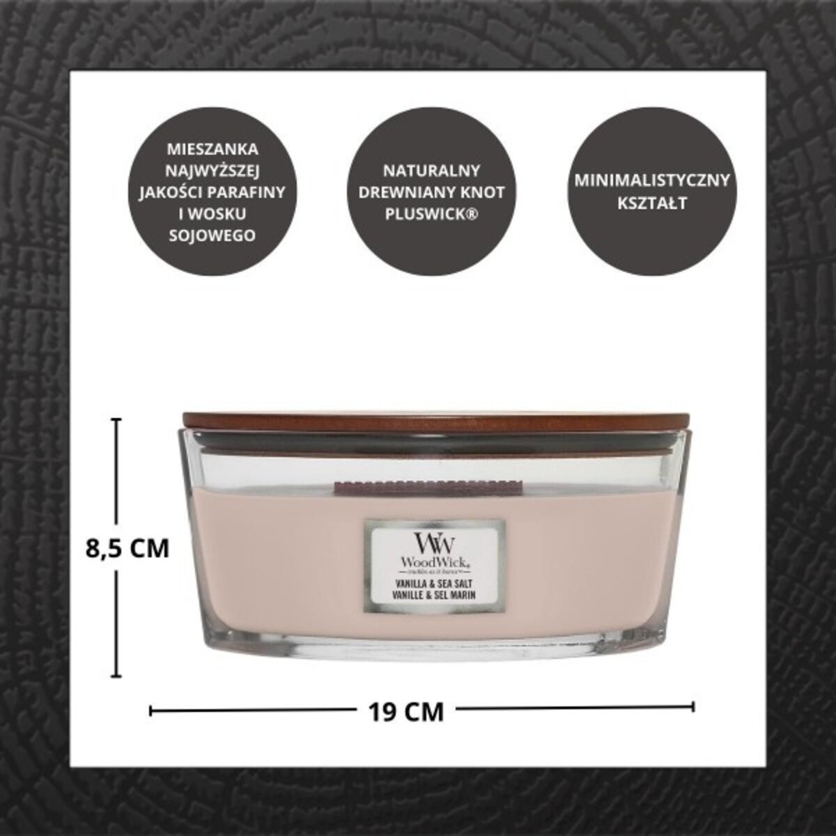 WoodWick świeca Elipsa VANILLA & SEA SALT