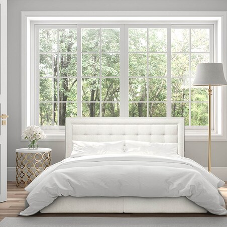 Łóżko kontynentalne EVERLIE 120x200 z pojemnikiem, Kremowy, tkanina Megan 351