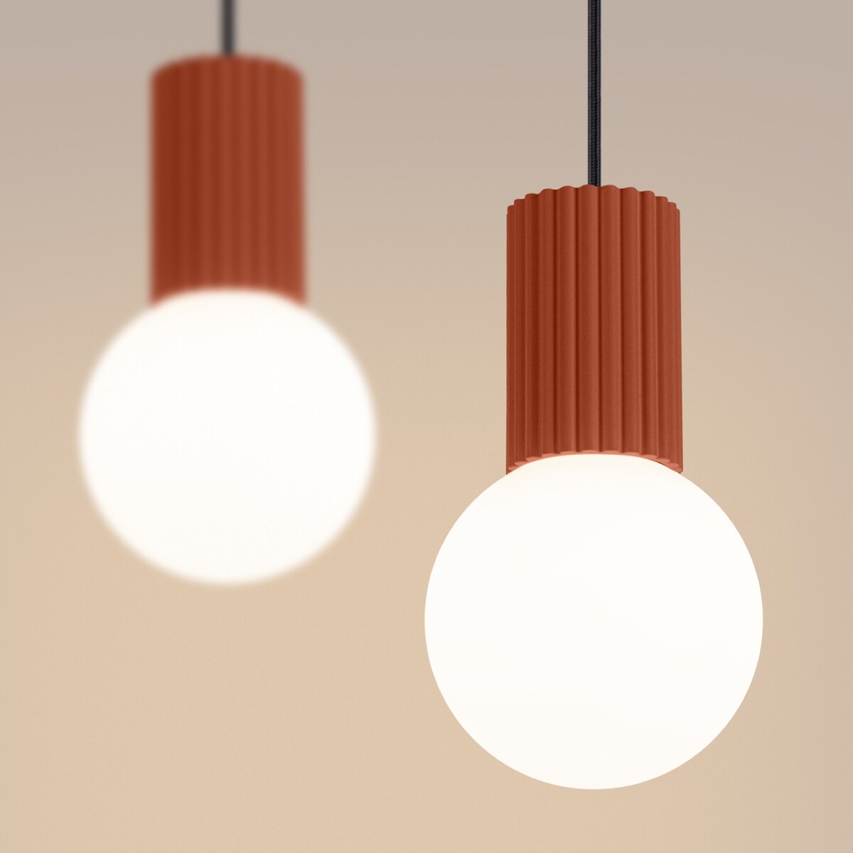 Lampa wisząca HALO 2L ochra czerwona