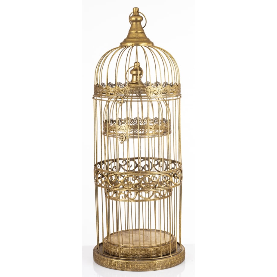 Klatka dekoracyjna metalowa 2 sztuki złote