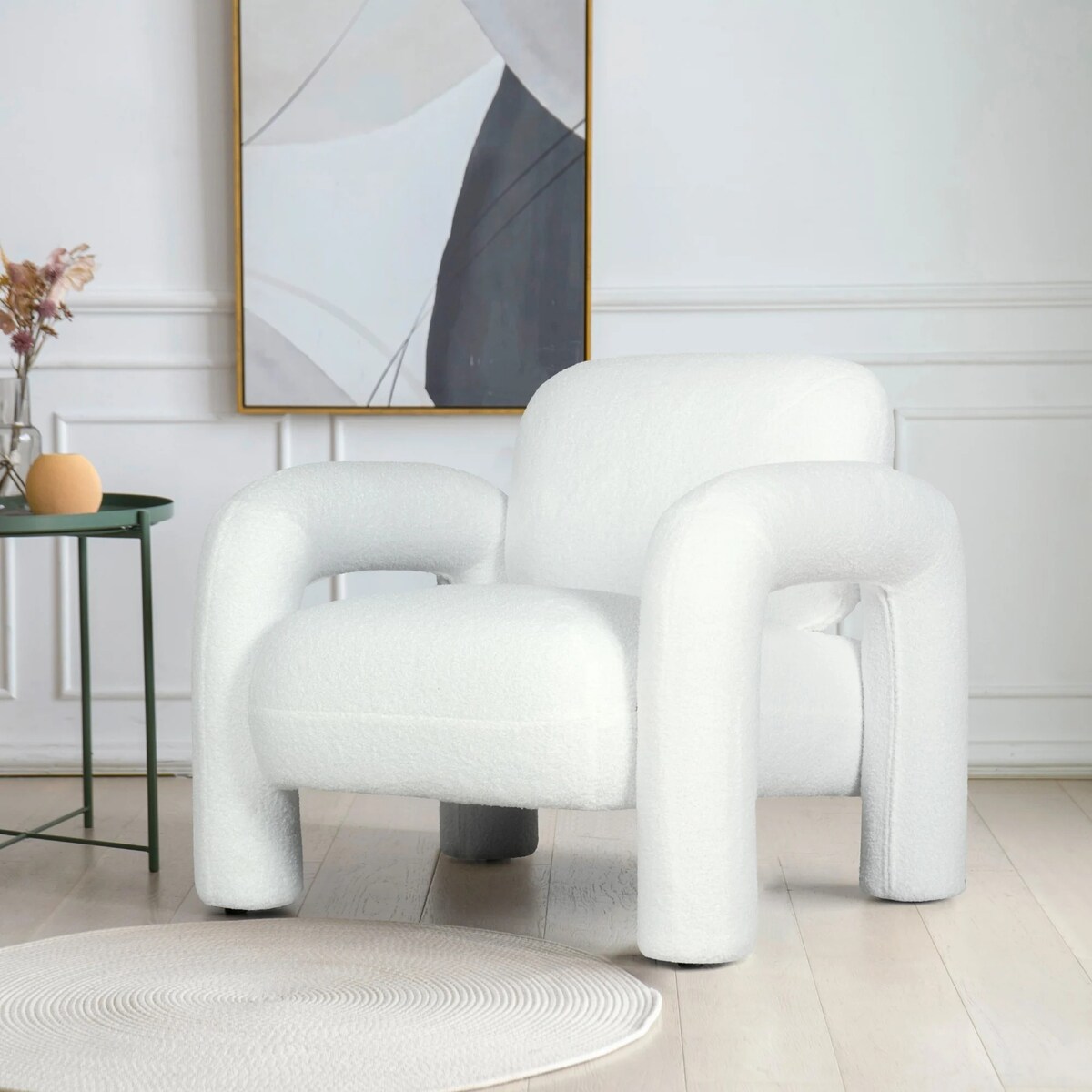 Fotel wypoczynkowy 75x87x81,5 cm TUBITA - II biała boucle