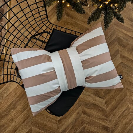 Poduszka XMAS wzór XM55 | Kokarda w paski piaskowa 40 x 60 cm