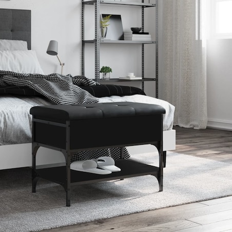 vidaXL Ławka na buty, czarna, 62x42x45 cm, materiał drewnopochodny