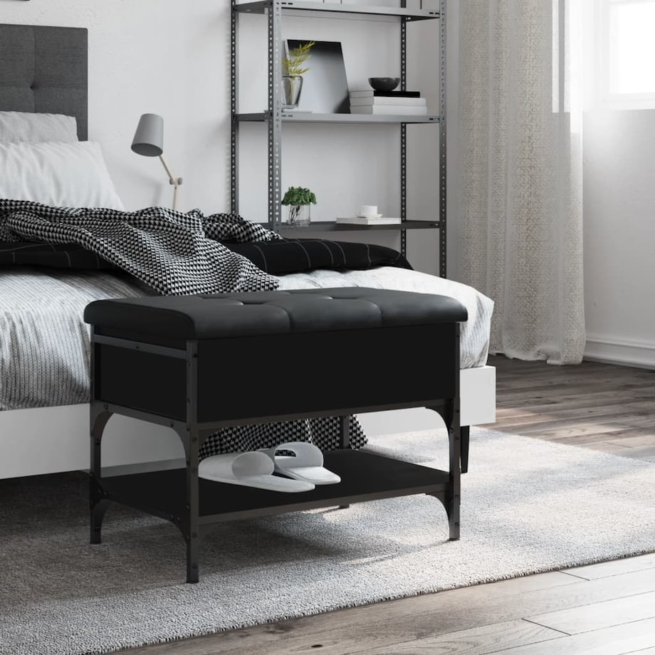 vidaXL Ławka na buty, czarna, 62x42x45 cm, materiał drewnopochodny