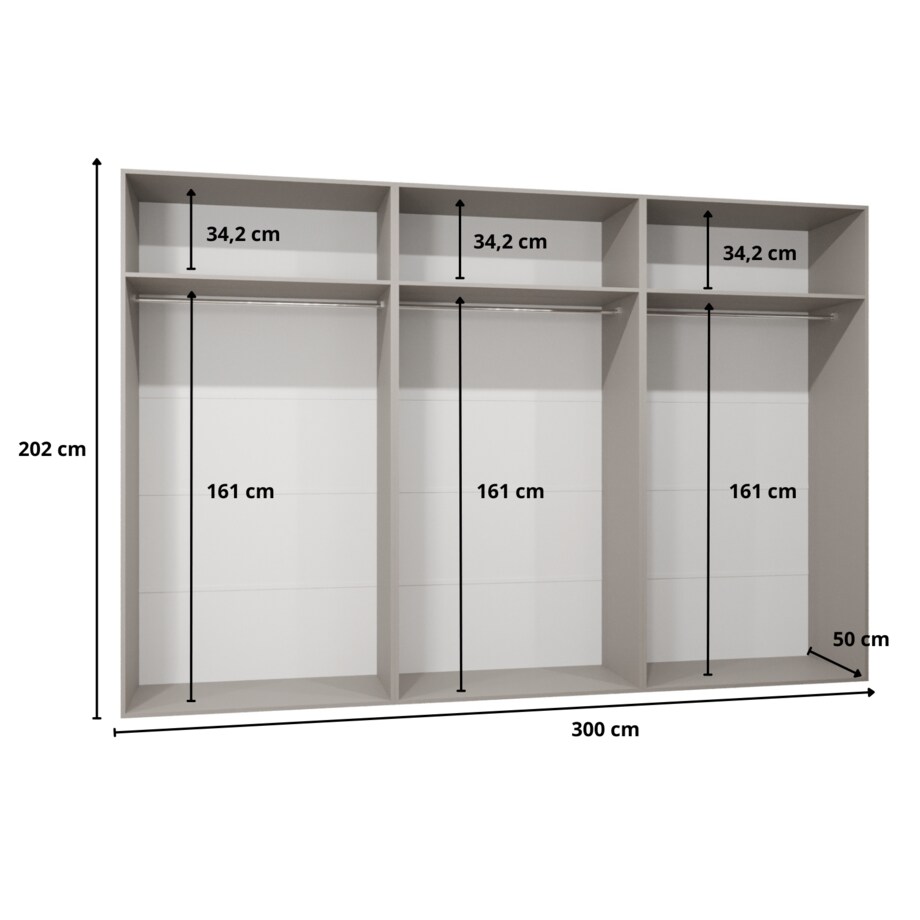 Szafa uchylna z lustrem Sandi 2 300 (3X100) wys 202 cm Czarny + u Czarny