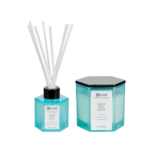 Zestaw zapachowy świeca sojowa i dyfuzor z patyczkami sól morska z szałwią CLASSY TINT