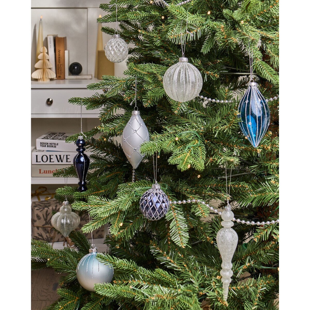 Zestaw 35 bombek SNOWFALL Szkło Niebieski