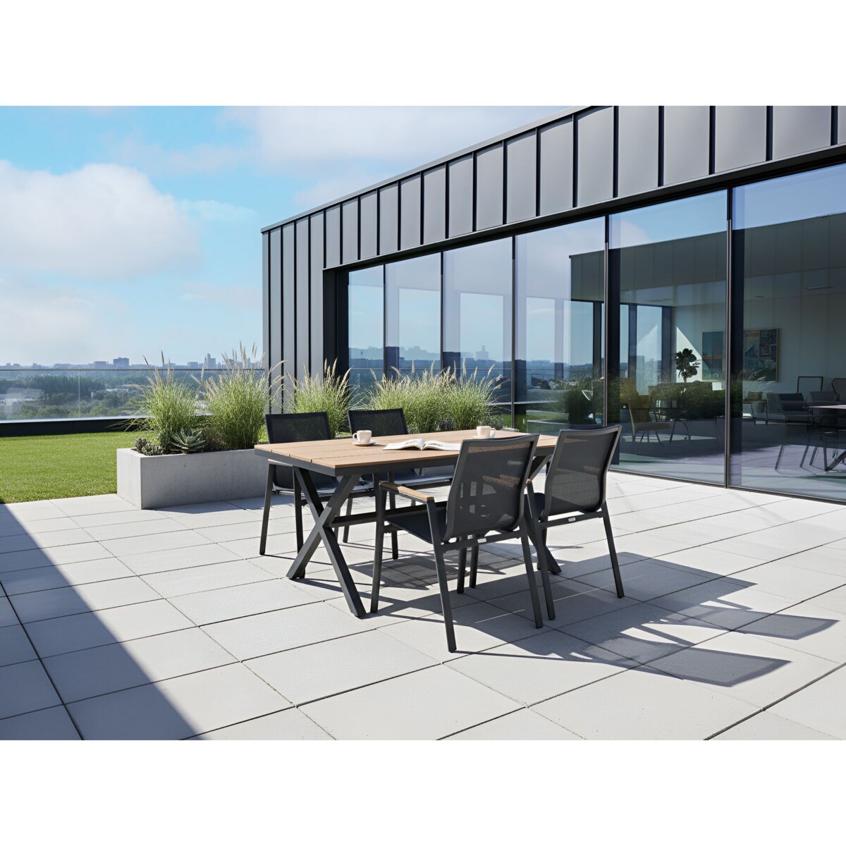 Zestaw ogrodowy dla 4 osób TIANO Metal Czarny