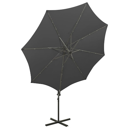 vidaXL Parasol wiszący z lampkami LED i słupkiem, antracytowy, 300 cm