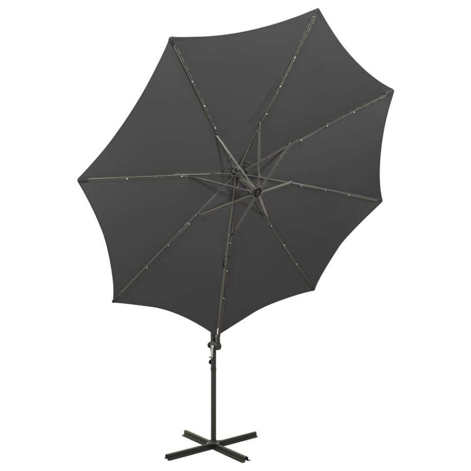 vidaXL Parasol wiszący z lampkami LED i słupkiem, antracytowy, 300 cm