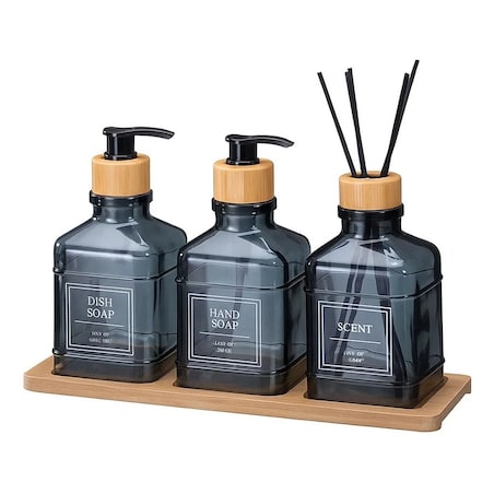 Zestaw łazienkowy z tacką i dyfuzorem 340 ml 15x7x7 cm OLER niebieski