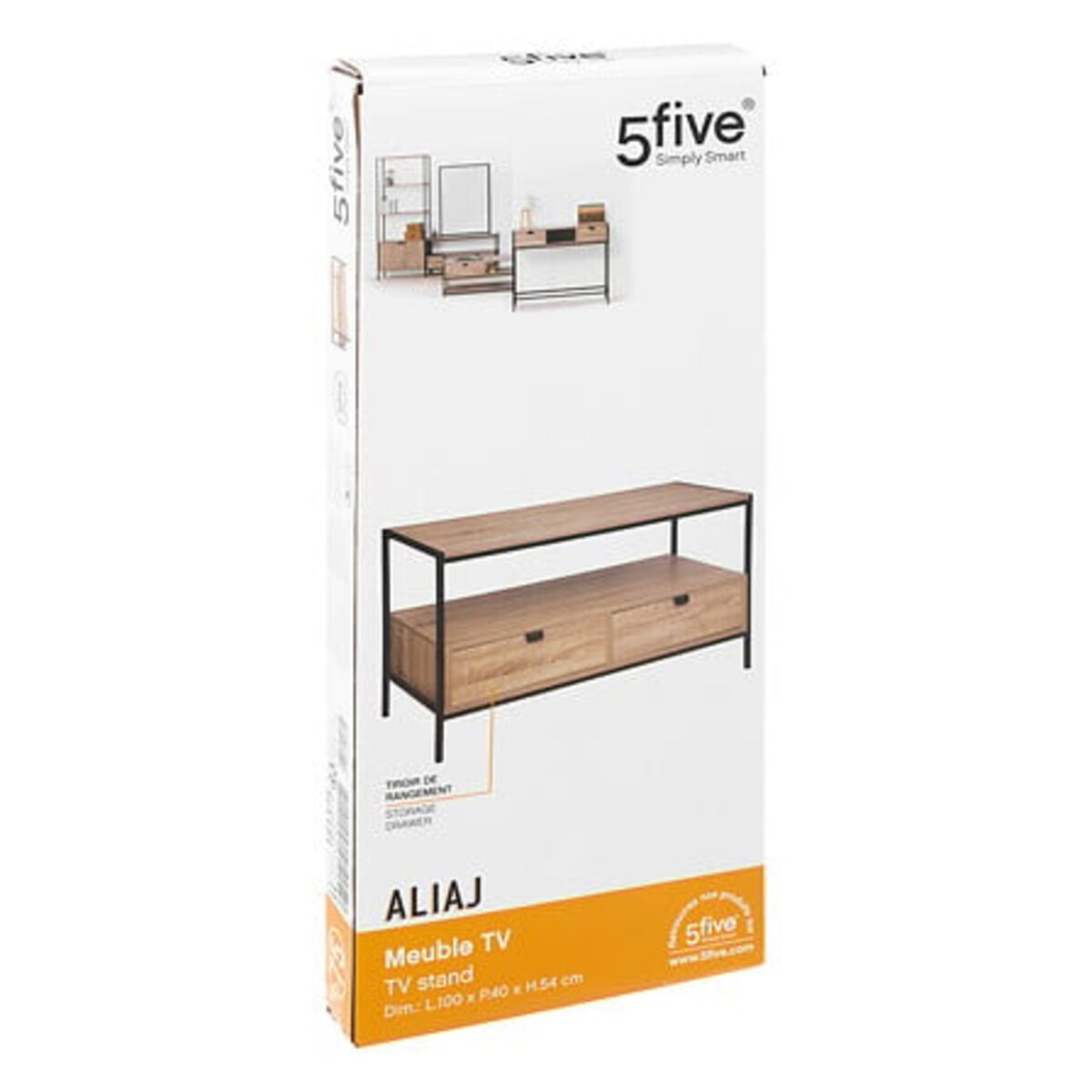 SZAFKA RTV Aliaj naturalna/czarna 100x40x54 cm WYSOKIE NÓŻKI