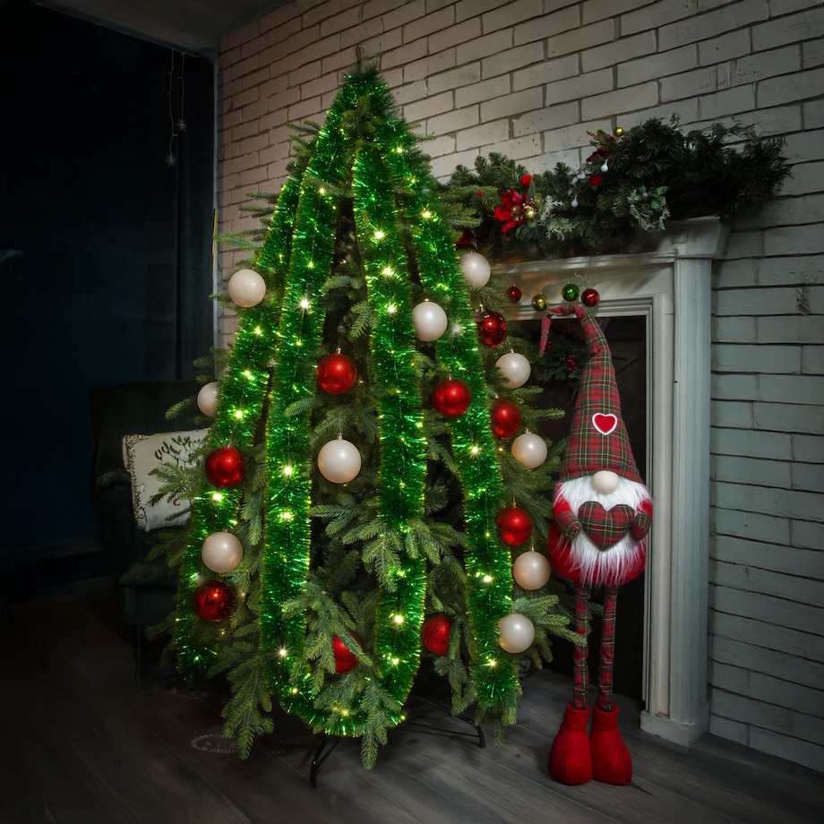 Łańcuch Led Choinkowy Zielony Na Baterie Świąteczny Na Choinkę 6 Metrów