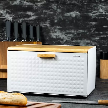 Chlebak stalowo-drewniany dwustronny biały KLAUSBERG