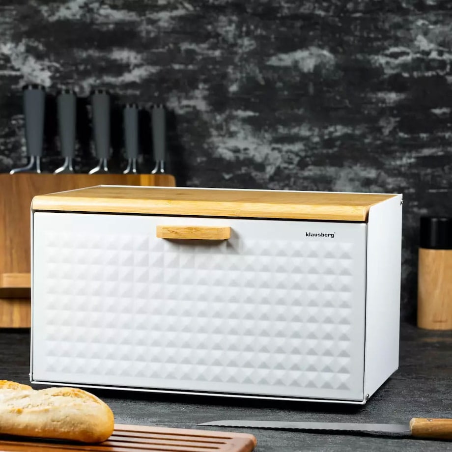 Chlebak stalowo-drewniany dwustronny biały KLAUSBERG