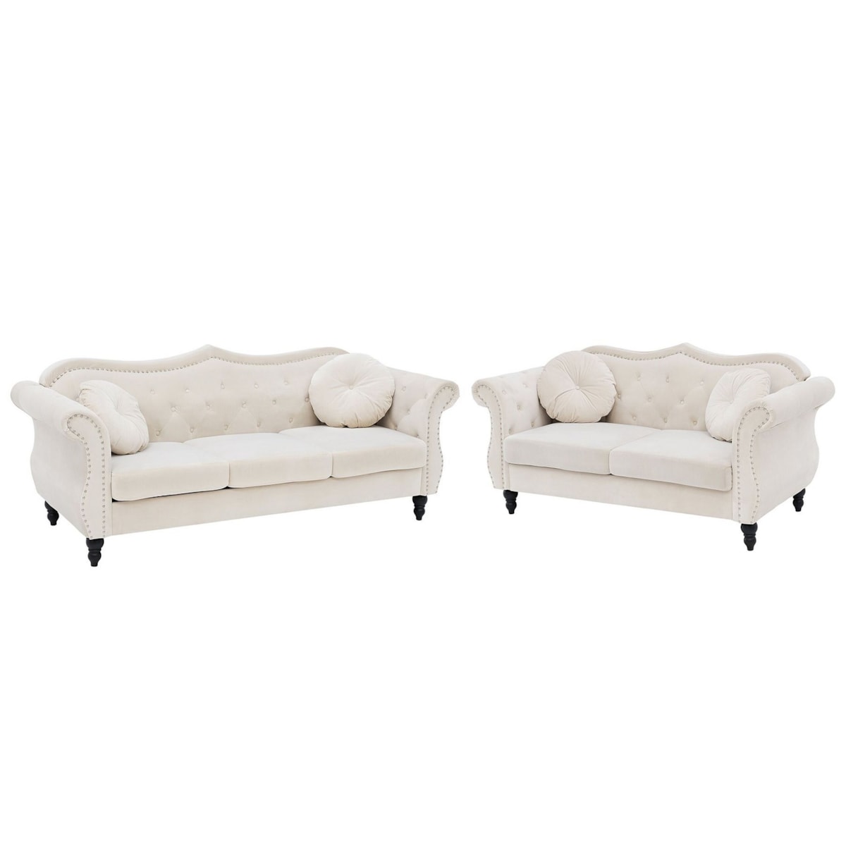 Komplet wypoczynkowy welurowy 5-osobowy beżowy SKIEN