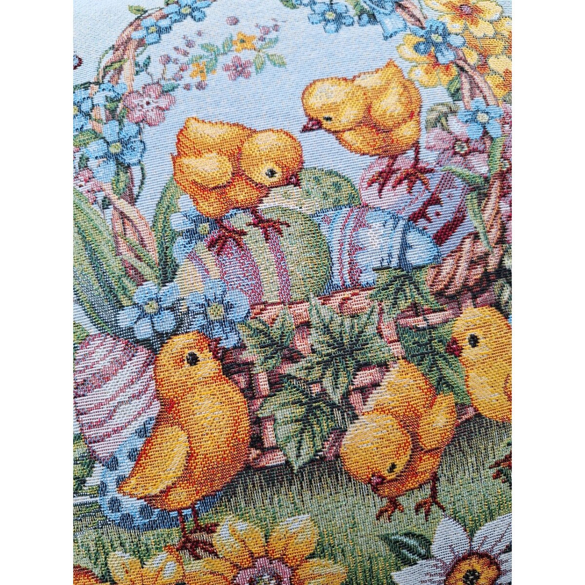 Poszewka Na Poduszkę Jasiek 45X45 Cm Żakardowa Dekoracyjna Ozdobna Wielkanocna Kurczaczki