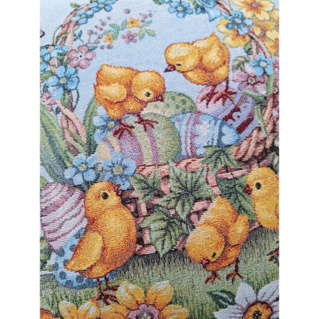 Poszewka Na Poduszkę Jasiek 45X45 Cm Żakardowa Dekoracyjna Ozdobna Wielkanocna Kurczaczki