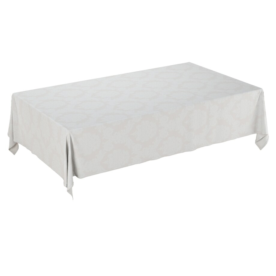 Obrus prostokątny 130 x 130 cm liście akantu na jasno-popielatym tle