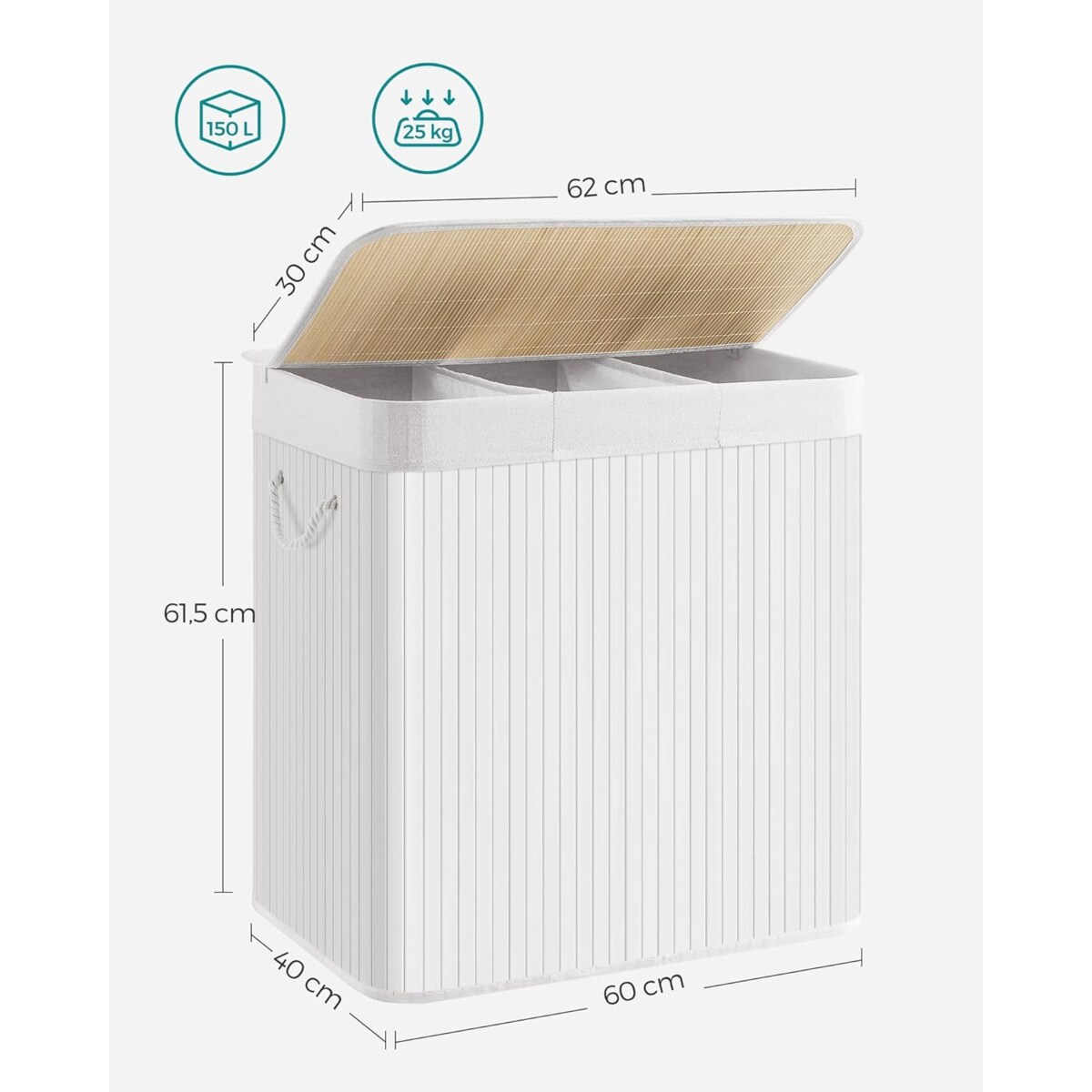 Kosz Na Pranie 60X40X61,5 Cm Biały