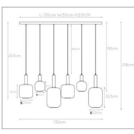 Loftowa LAMPA wisząca JOANET 45494/06/65 Lucide kulista OPRAWA szklany ZWIS na listwie industrialny przydymiony