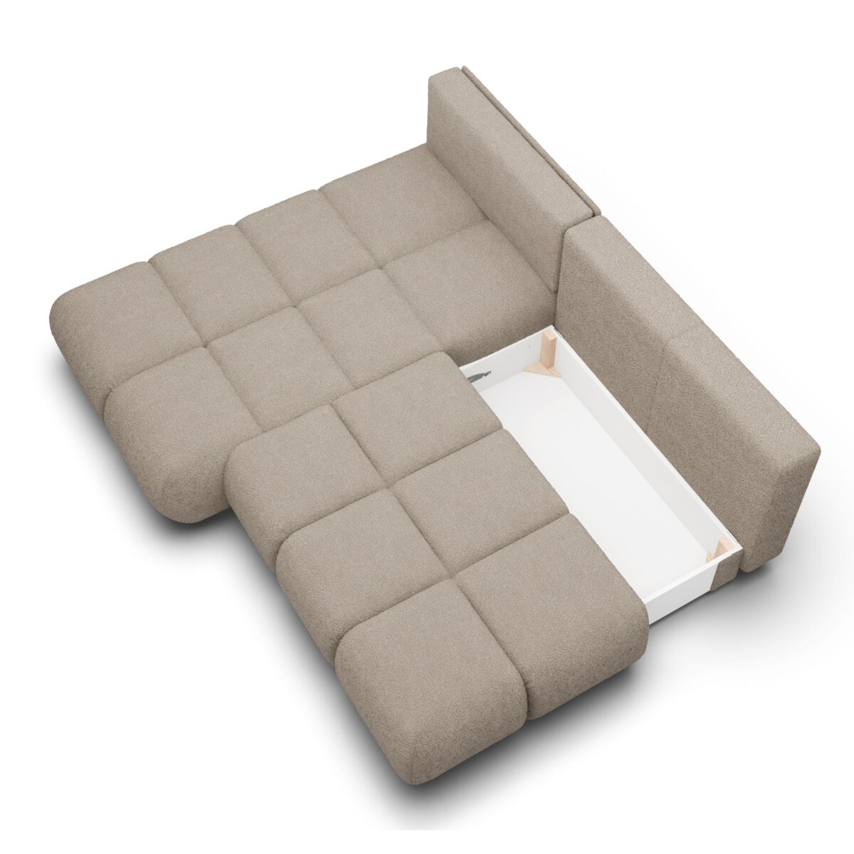 Pikowany Narożnik MILA rozkładany bez boczków lewy ciemnobeżowy