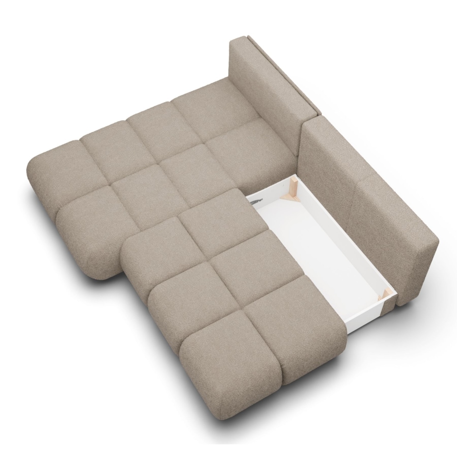 Pikowany Narożnik MILA rozkładany bez boczków lewy ciemnobeżowy