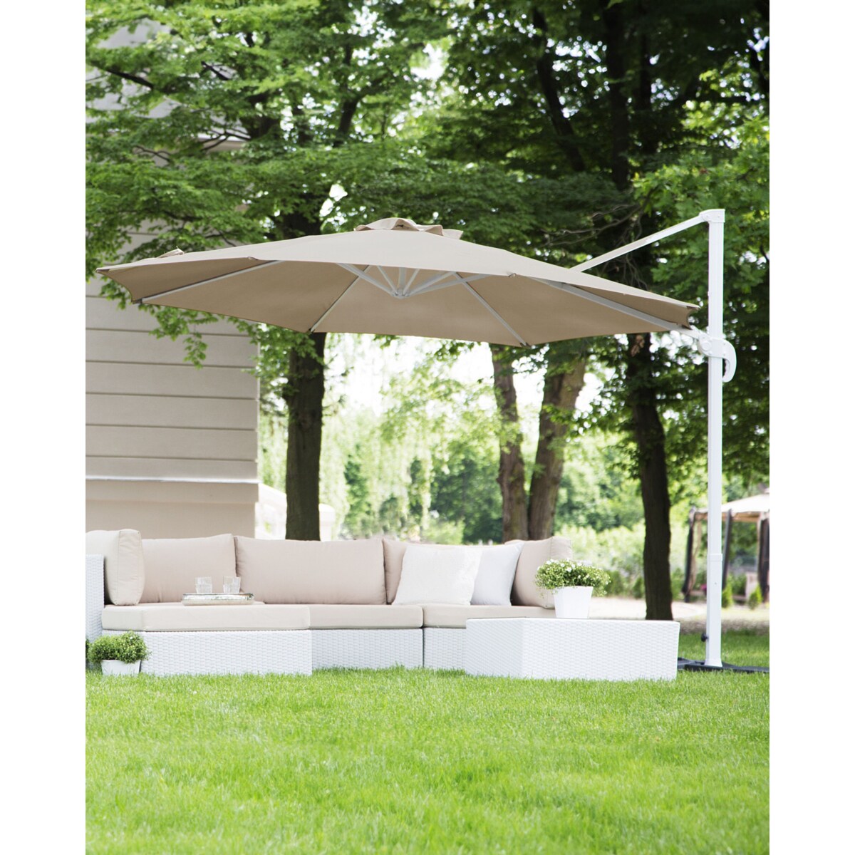 Parasol ogrodowy na wysięgniku 300 cm SAVONA Piaskowy Beżowy