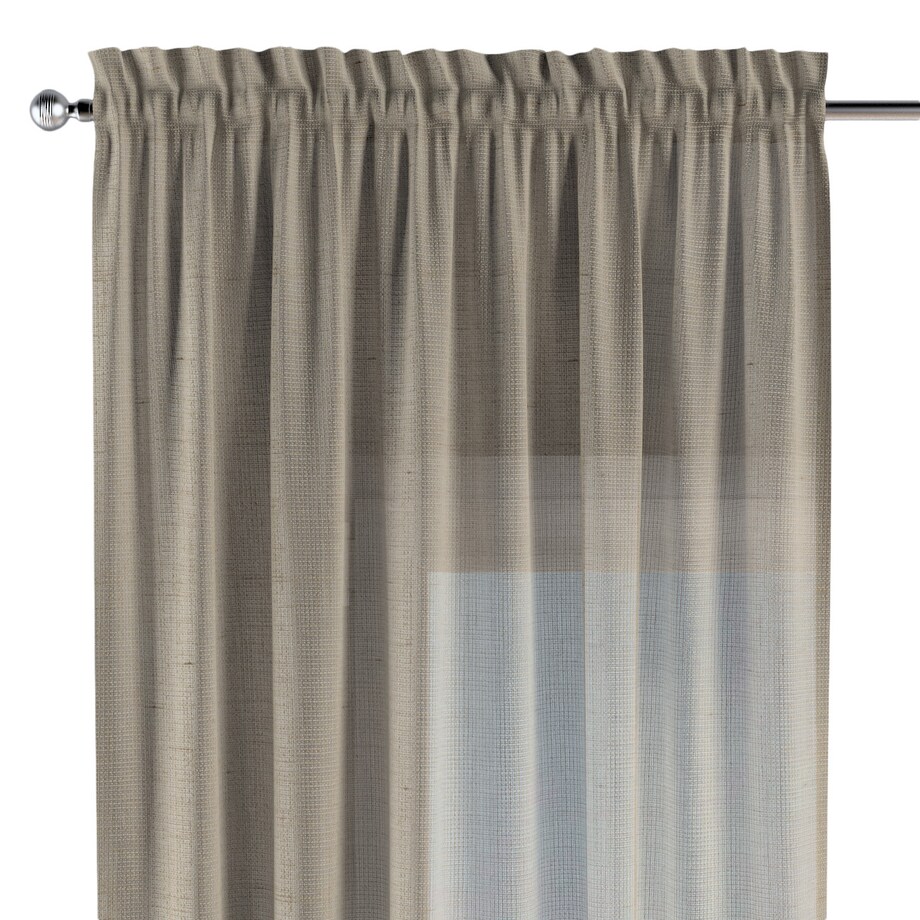 Zasłona na kanale z grzywką 1 szt. 130x260 ciemny beż